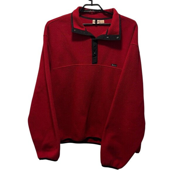 VTG Woolrich Polartec Pullover Mens 3XLTALL Fleece 1/4 Snap Red Black JACKET - Picture 2 of 12